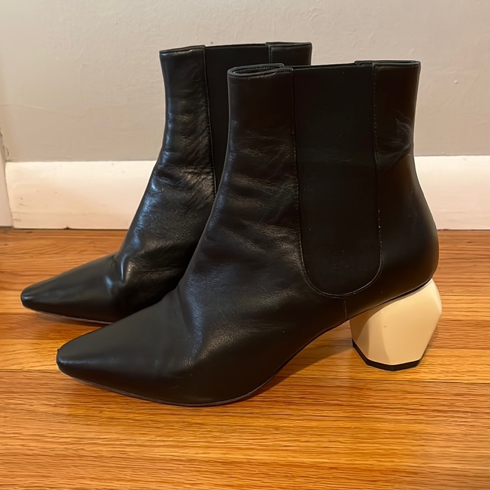 SportMax sculptural heel leather boots